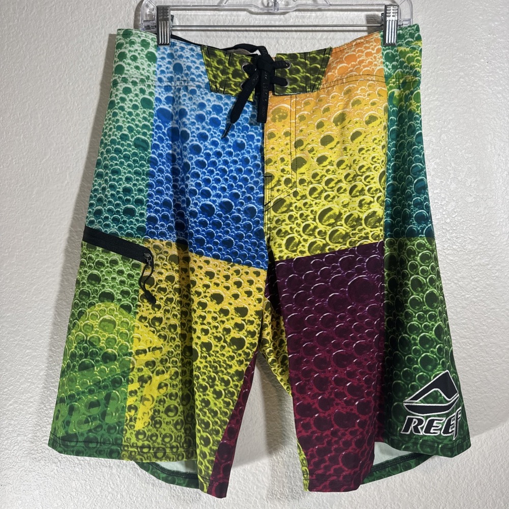 Reef Men's Surfing Board Shorts 32 Medium Bubble Print Swim Suit Trunks NWOT